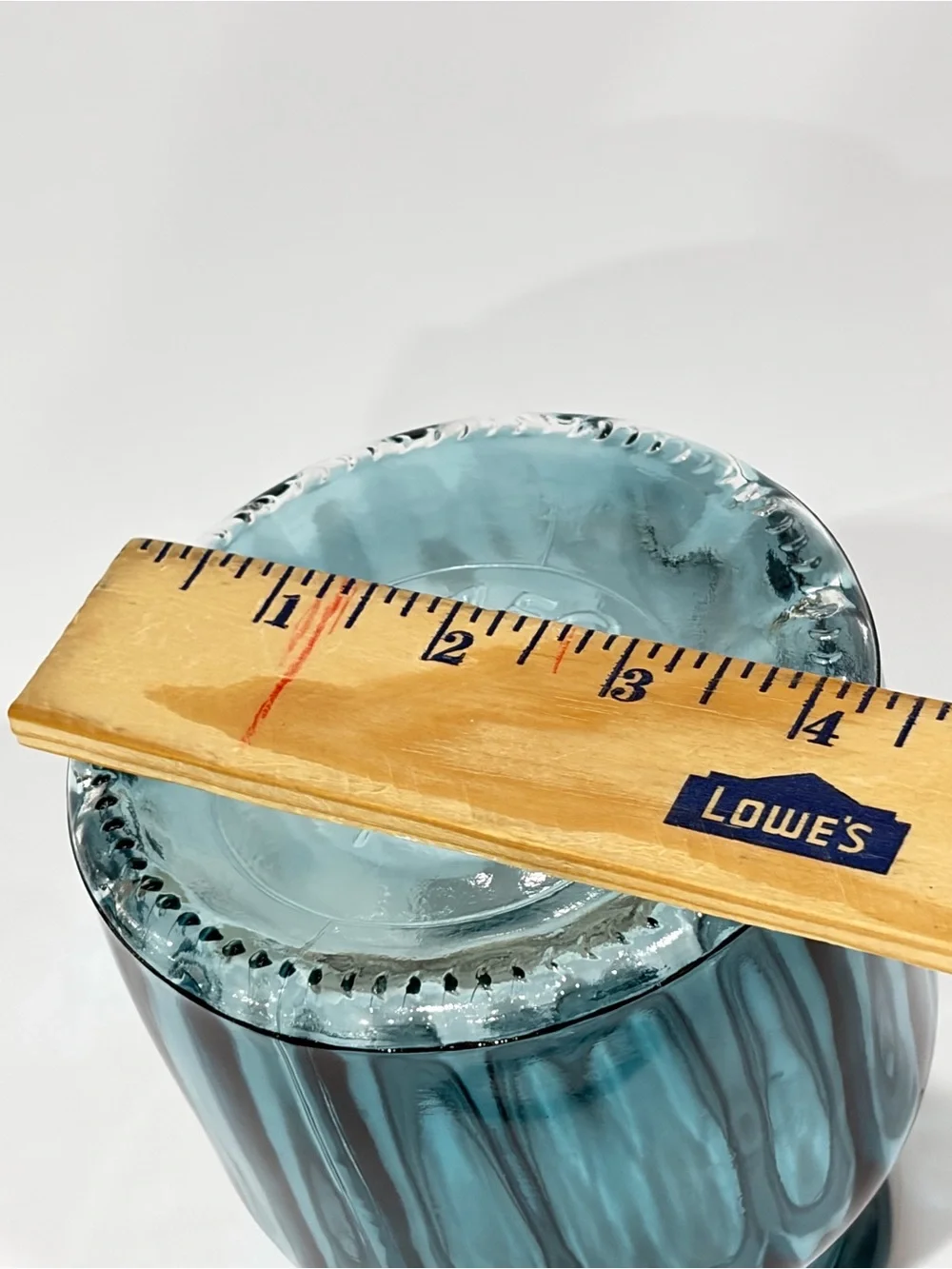 Vintage Ribbed Texture blue Glass Vase Referred To As An 
